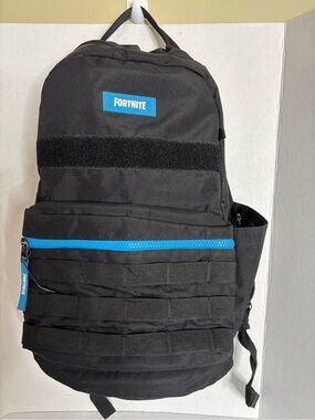 Fortnight Black Backpack with Blue Trim